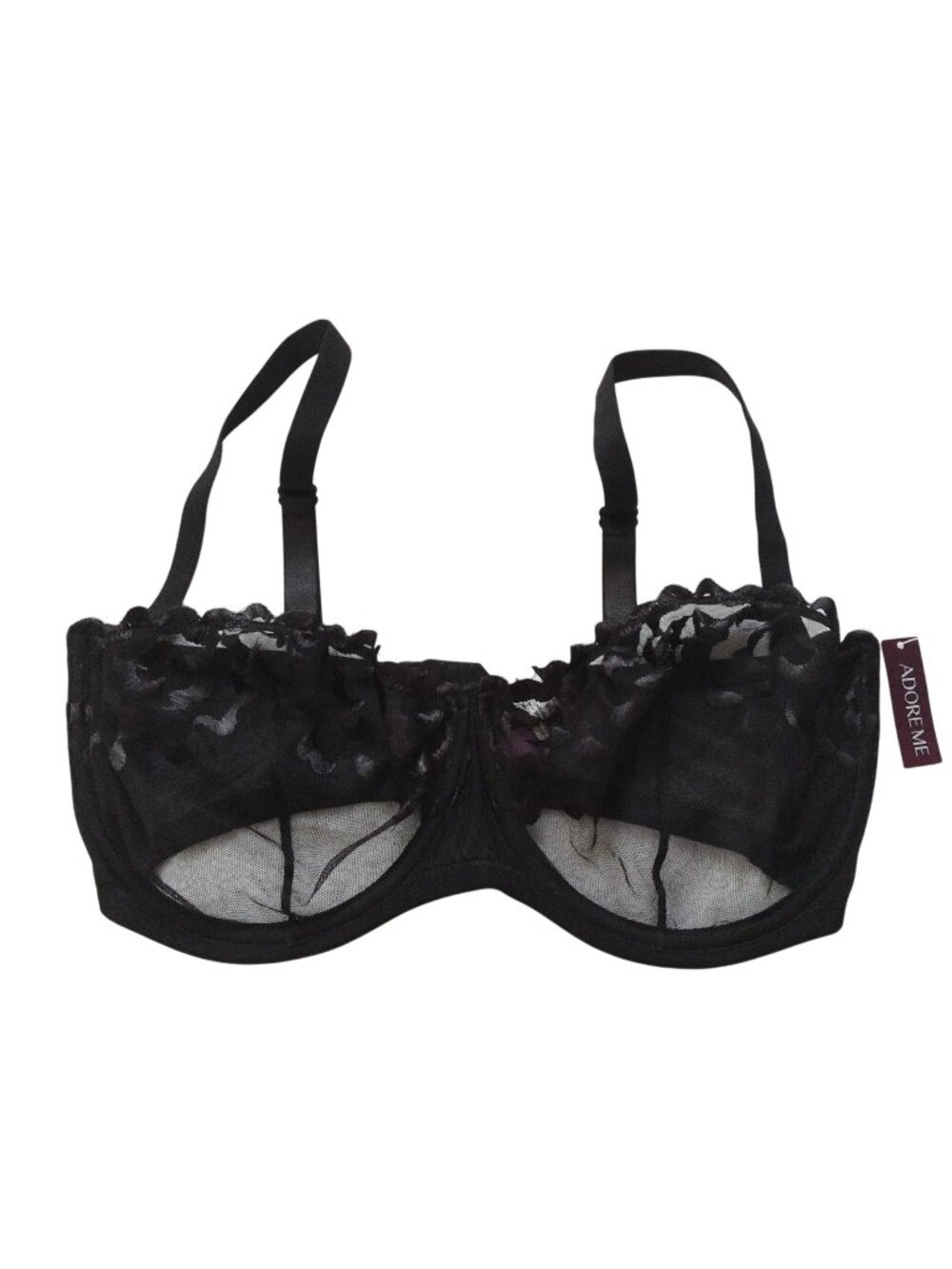 Adore Me Black Lace Balconette NEW 34H Underwire Mesh Bra NEW